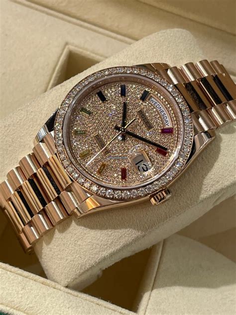 rolex day date diamond rainbow|rainbow diamond Rolex yacht master.